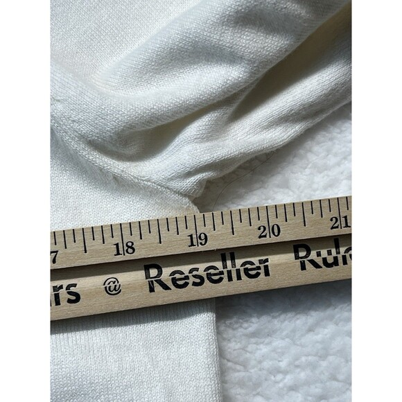 Ann Taylor Sweater Womens L White Rhinestone Cardigan Classic Corporate Preppy - Picture 5 of 7